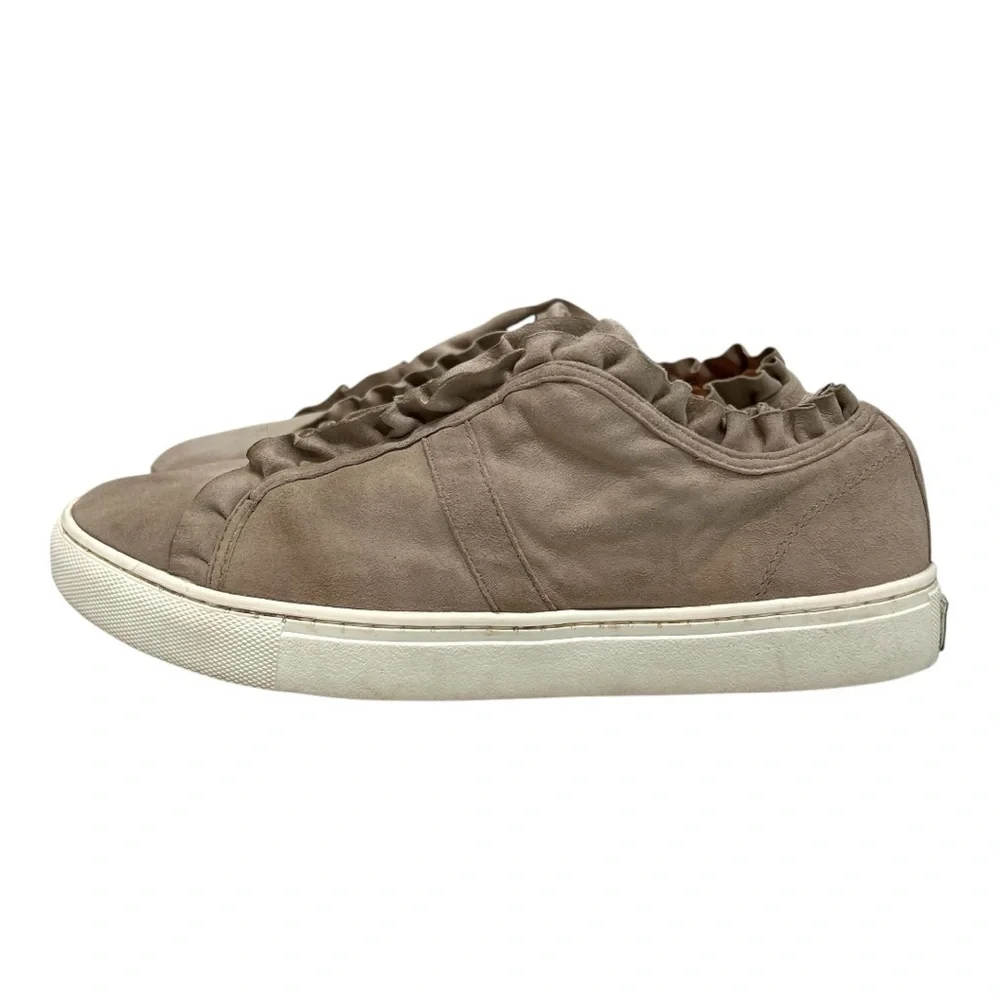 Kate Spade New York Lance Ruffle Trim Gray Taupe Slip On Sneakers Women’s 7